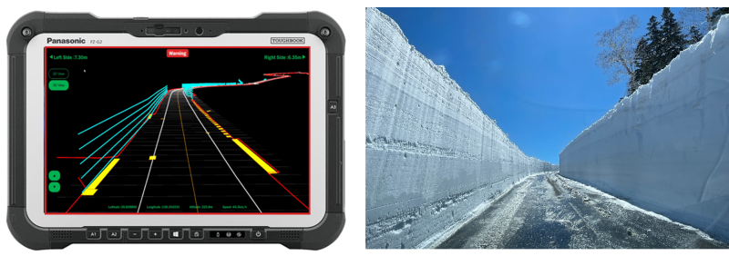 (左)除雪支援システム「SRSS」製品イメージ (右)実際の除雪現場イメージ